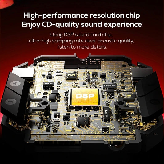 Memo Gaming ZH02 sound card splitter showing compact design and multiple connectivity options