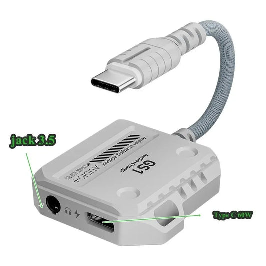 Type-C Plextone GS1 Gaming Adapter Fast Charge + 3D Audio with dual functionality for charging and premium audio experience