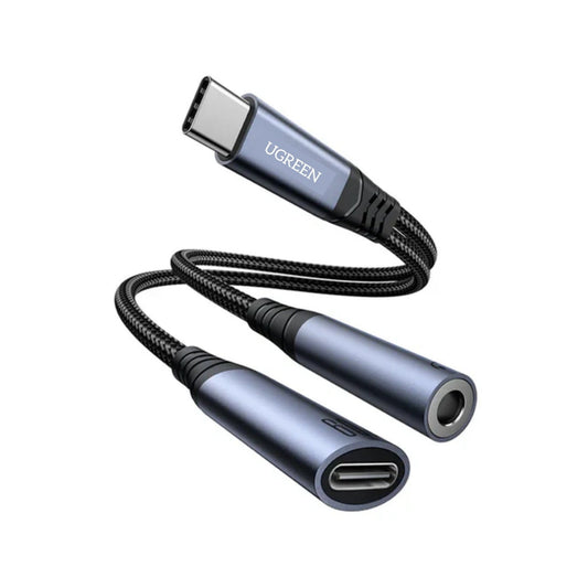 Type-C UGREEN SY-C02 2-in-1 DAC Adapter with dual functionality for charging and high-quality audio conversion