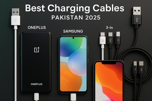 Best Charging Cables for Different Devices in Pakistan 2025 featuring USB-C, Lightning, and micro USB cables with compatibility guide for smartphones and electronics