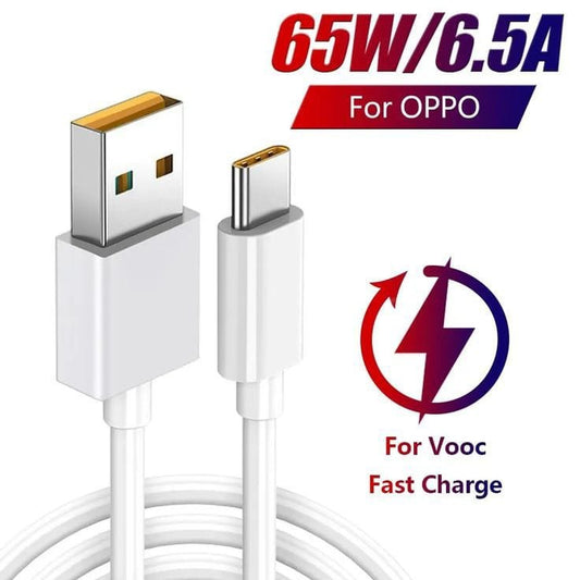 65W Vooc Oppo Cable Charging with super fast charging technology and authentic Oppo quality for Oppo smartphones 