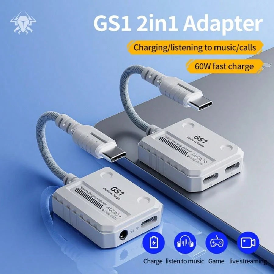  Plextone GS1 gaming adapter Type-C 2-in-1 with fast charging and 3D audio technology for mobile gaming