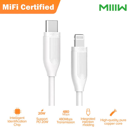 Type-C to MIIW Cable Lightning with fast charging and data transfer capabilities for multiple device compatibility 